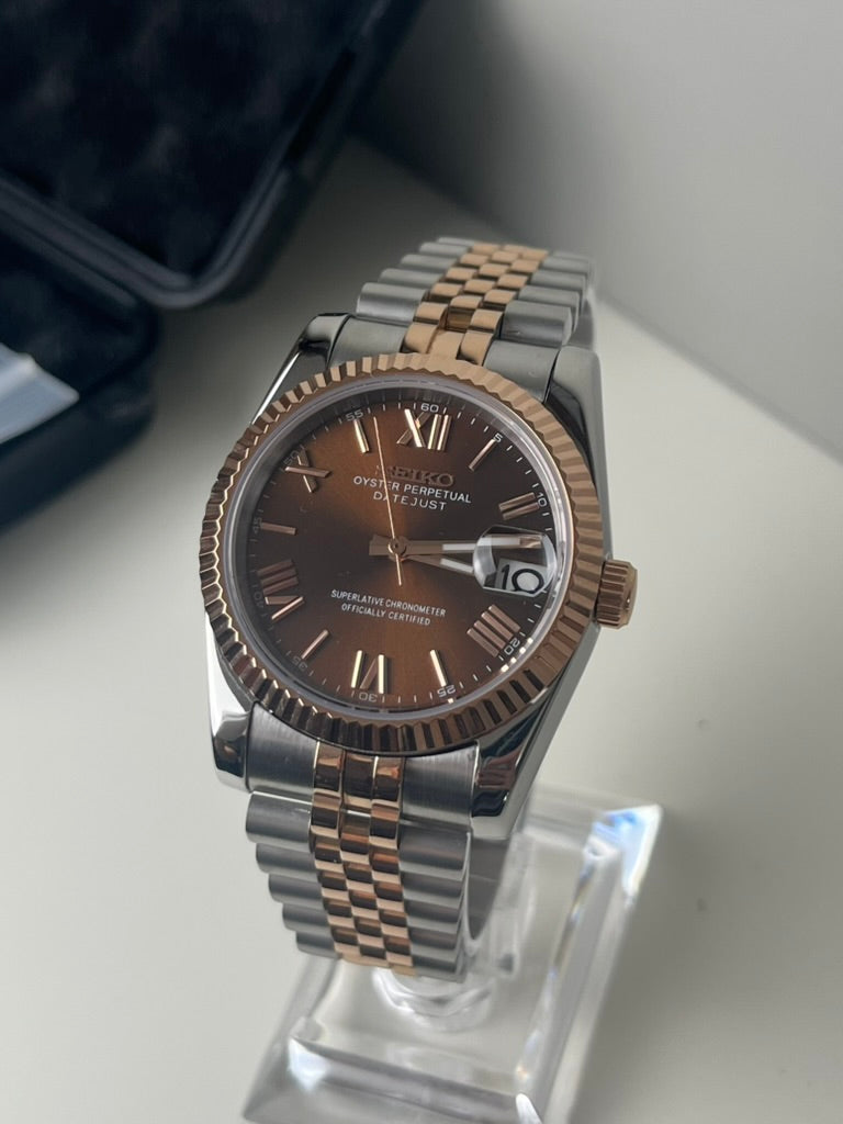 Seiko Mod - Datejust Two Tone Rose Gold Perpetual | Travel Case | NH35 Automatic | 40mm Sapphire