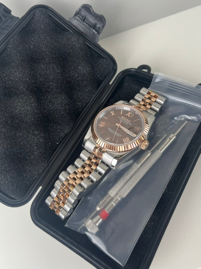Seiko Mod - Datejust Two Tone Rose Gold Perpetual | Travel Case | NH35 Automatic | 40mm Sapphire
