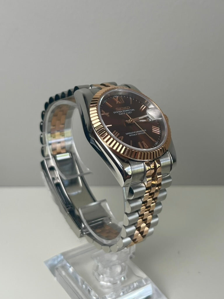 Seiko Mod - Datejust Two Tone Rose Gold Perpetual | Travel Case | NH35 Automatic | 40mm Sapphire