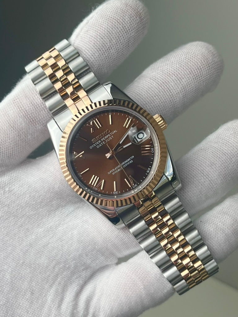 Seiko Mod - Datejust Two Tone Rose Gold Perpetual | Travel Case | NH35 Automatic | 40mm Sapphire