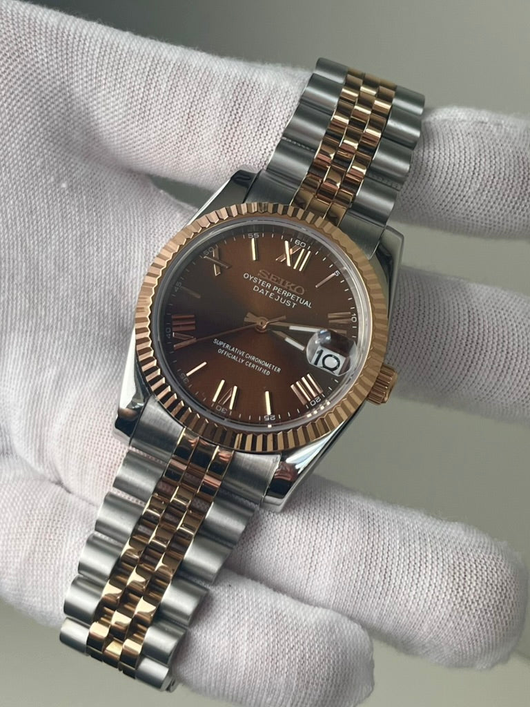 Seiko Mod - Datejust Two Tone Rose Gold Perpetual | Travel Case | NH35 Automatic | 40mm Sapphire