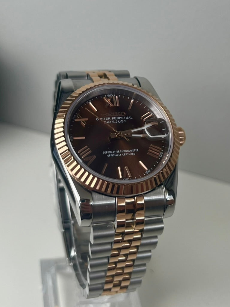 Seiko Mod - Datejust Two Tone Rose Gold Perpetual | Travel Case | NH35 Automatic | 40mm Sapphire