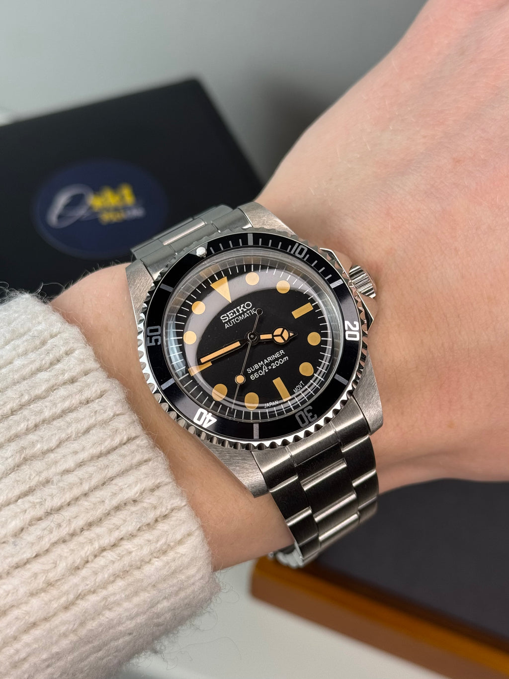 Seiko Mod Black Vintage Sub Diver | Oyster • 40mm Sapphire• NH35 Automatic