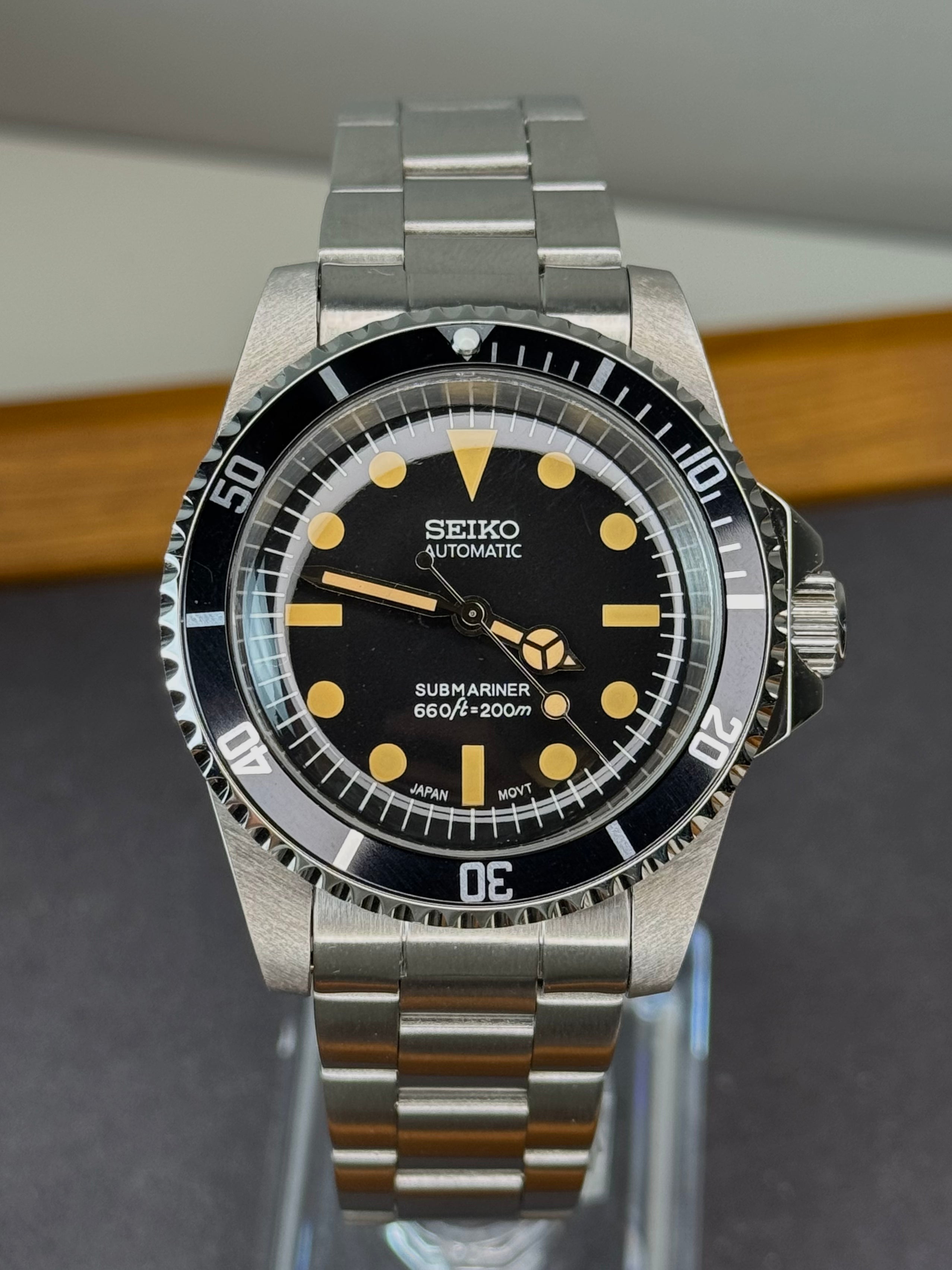 Seiko Mod Black Vintage Sub Diver | Oyster • 40mm Sapphire• NH35 Automatic