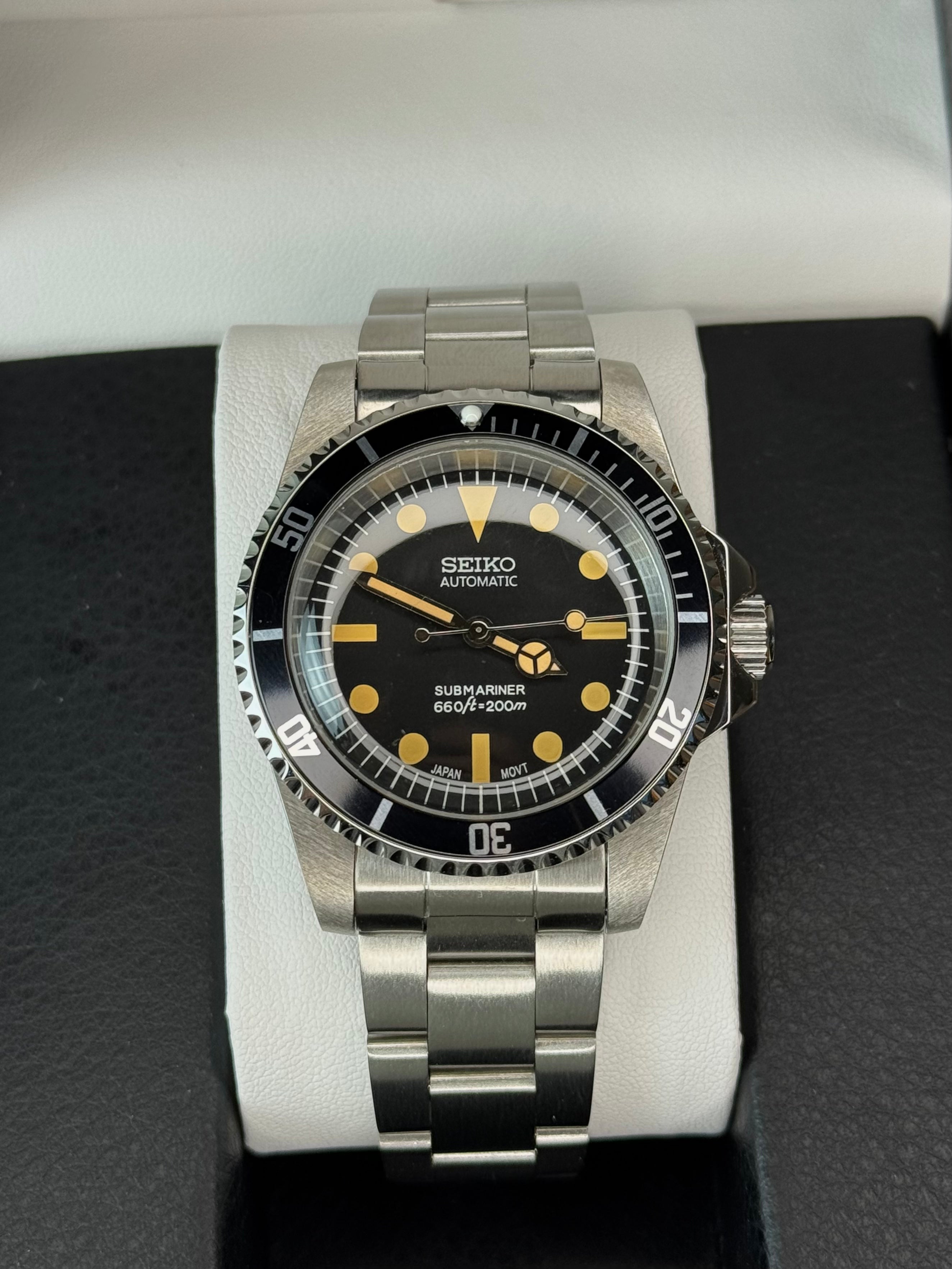 Seiko Mod Black Vintage Sub Diver | Oyster • 40mm Sapphire• NH35 Automatic