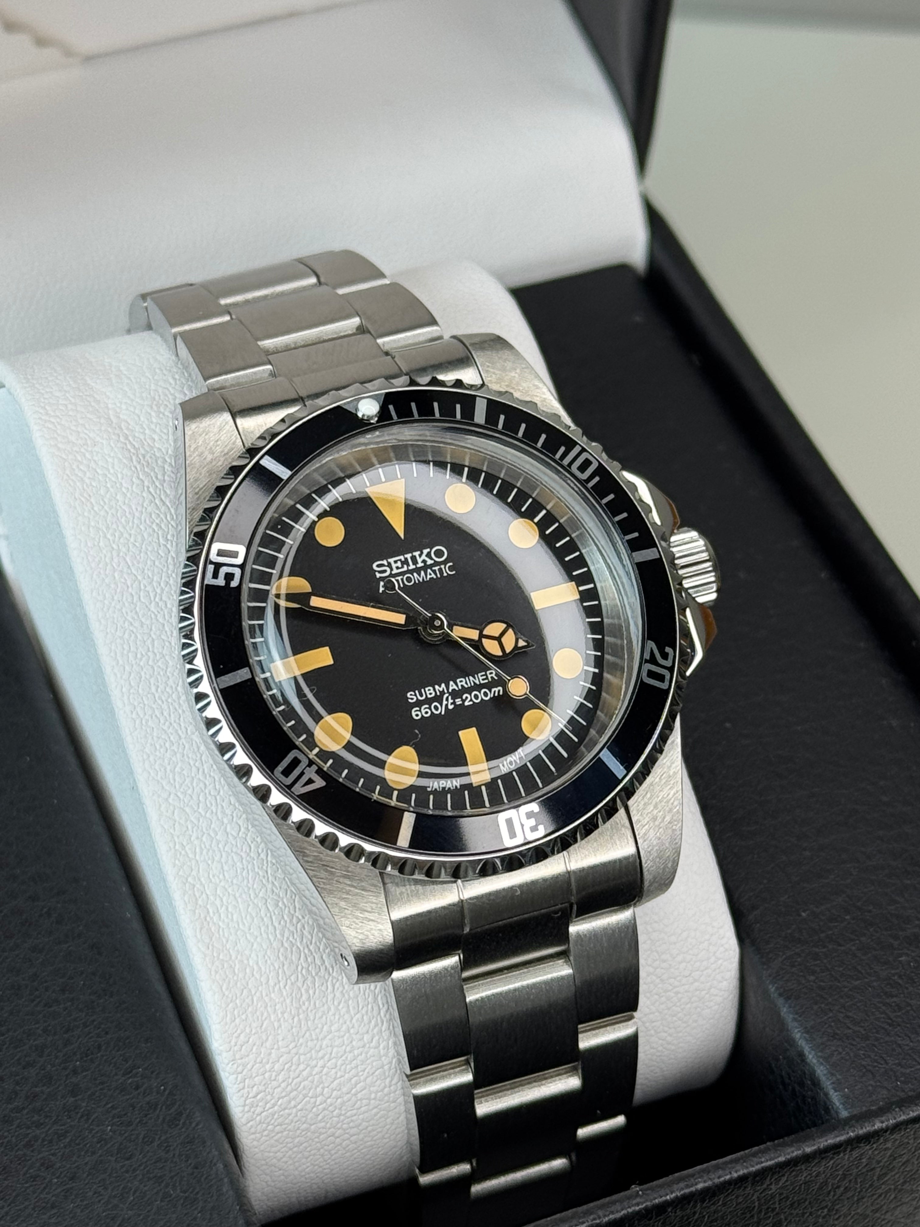 Seiko Mod Black Vintage Sub Diver | Oyster • 40mm Sapphire• NH35 Automatic