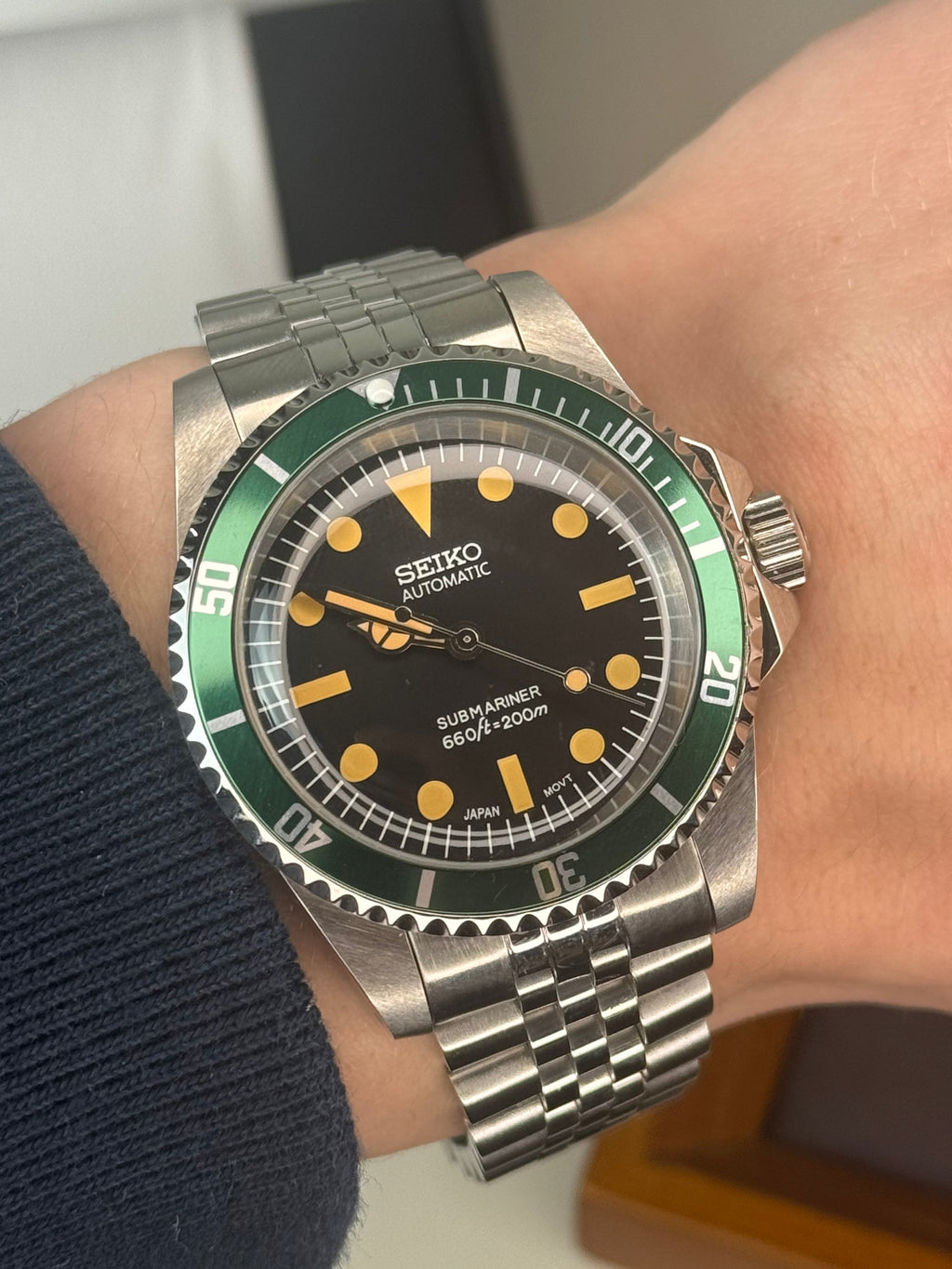 Seiko Mod Green Vintage Sub Diver | Oyster • 40mm Sapphire• NH35 Automatic
