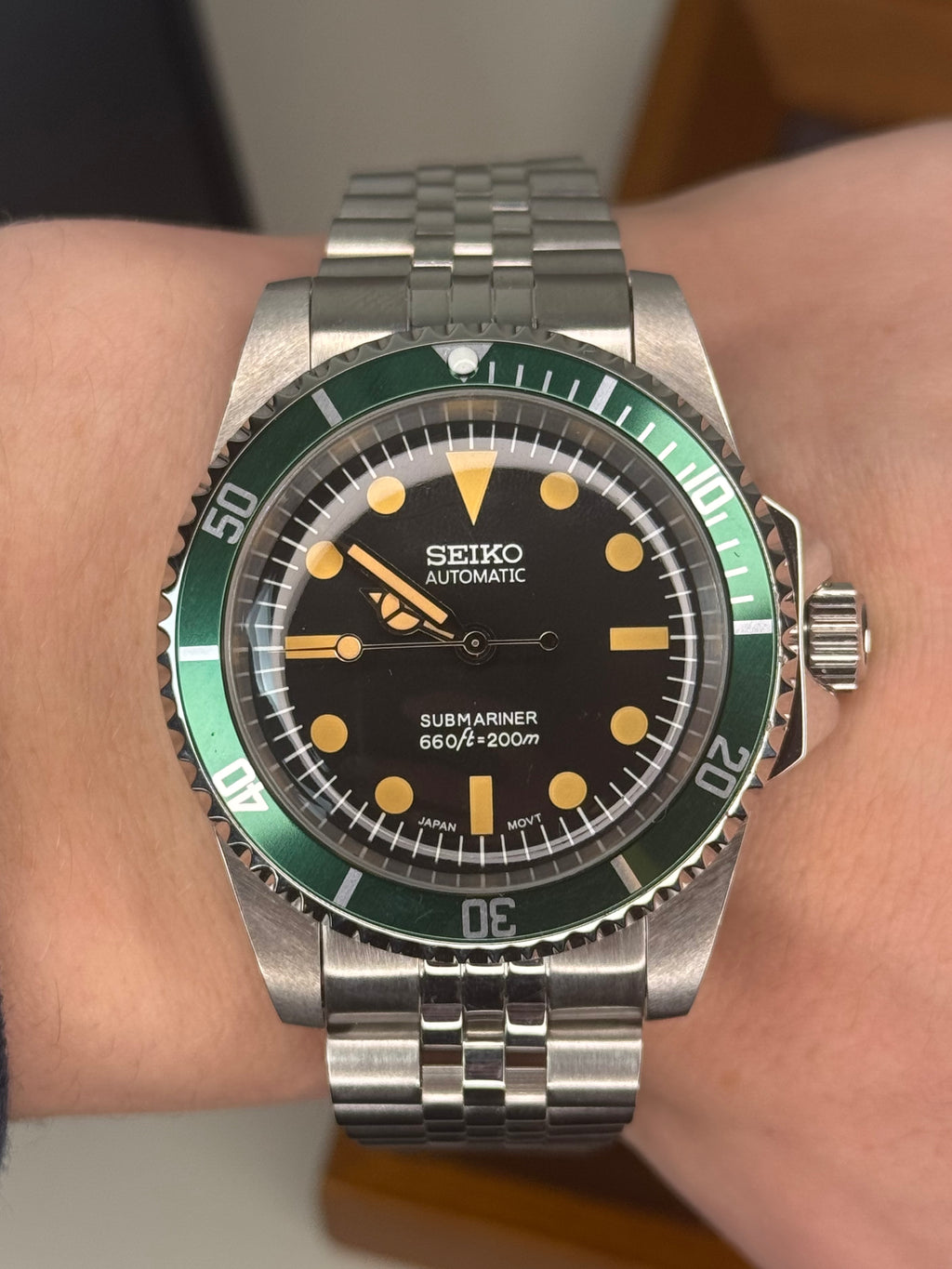 Seiko Mod Green Vintage Sub Diver | Oyster • 40mm Sapphire• NH35 Automatic