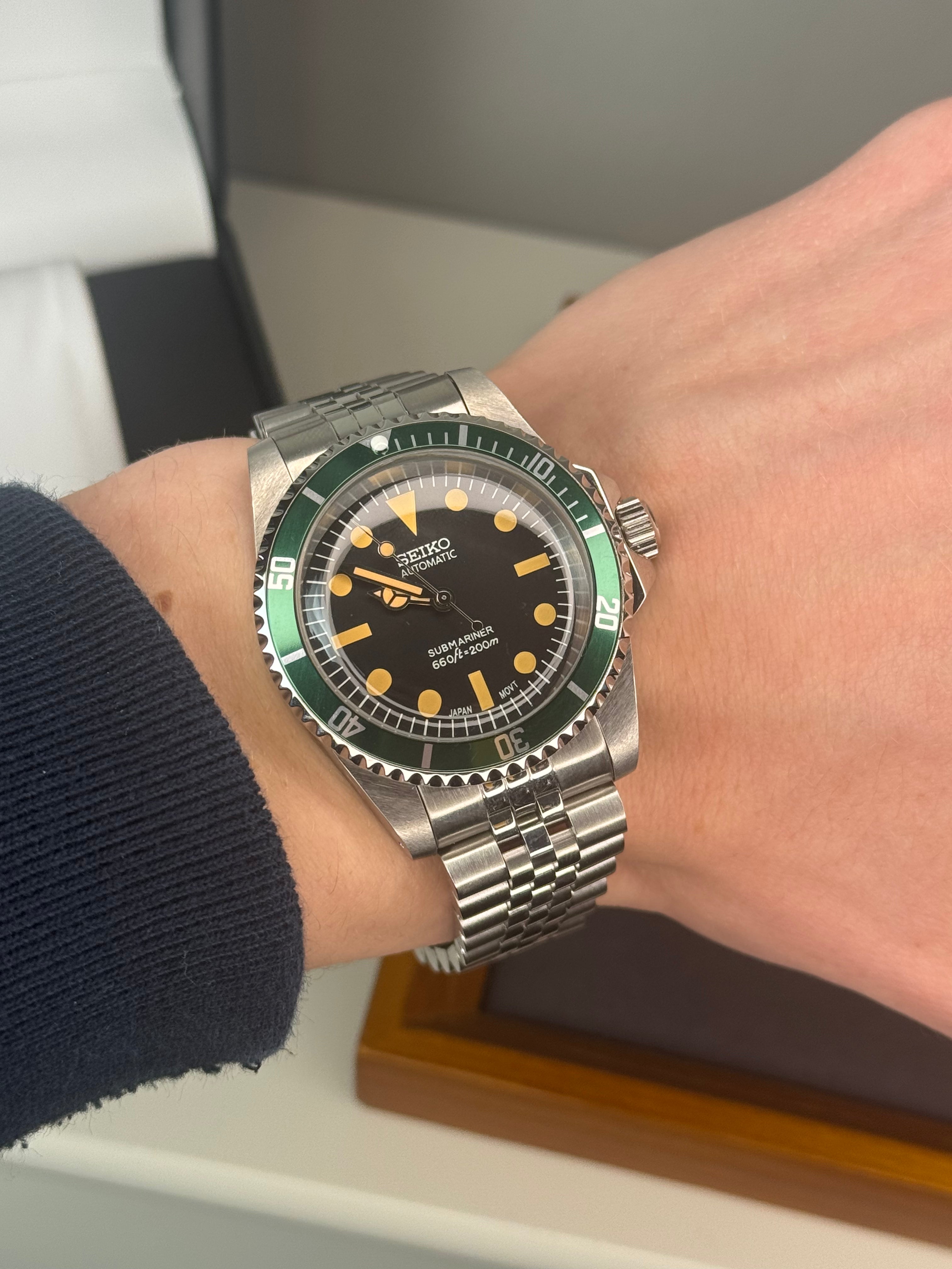 Seiko Mod Green Vintage Sub Diver | Oyster • 40mm Sapphire• NH35 Automatic