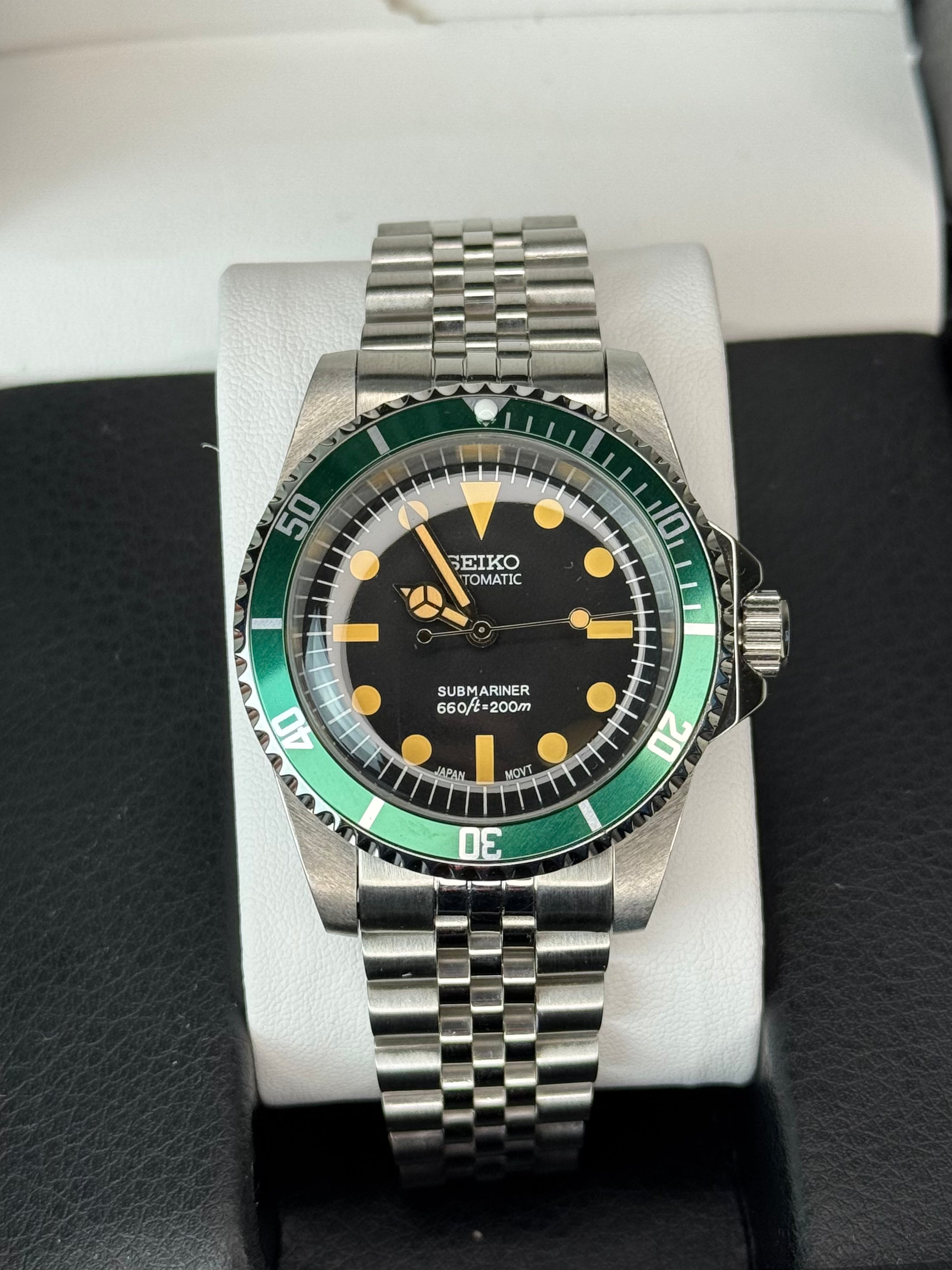 Seiko Mod Green Vintage Sub Diver | Oyster • 40mm Sapphire• NH35 Automatic
